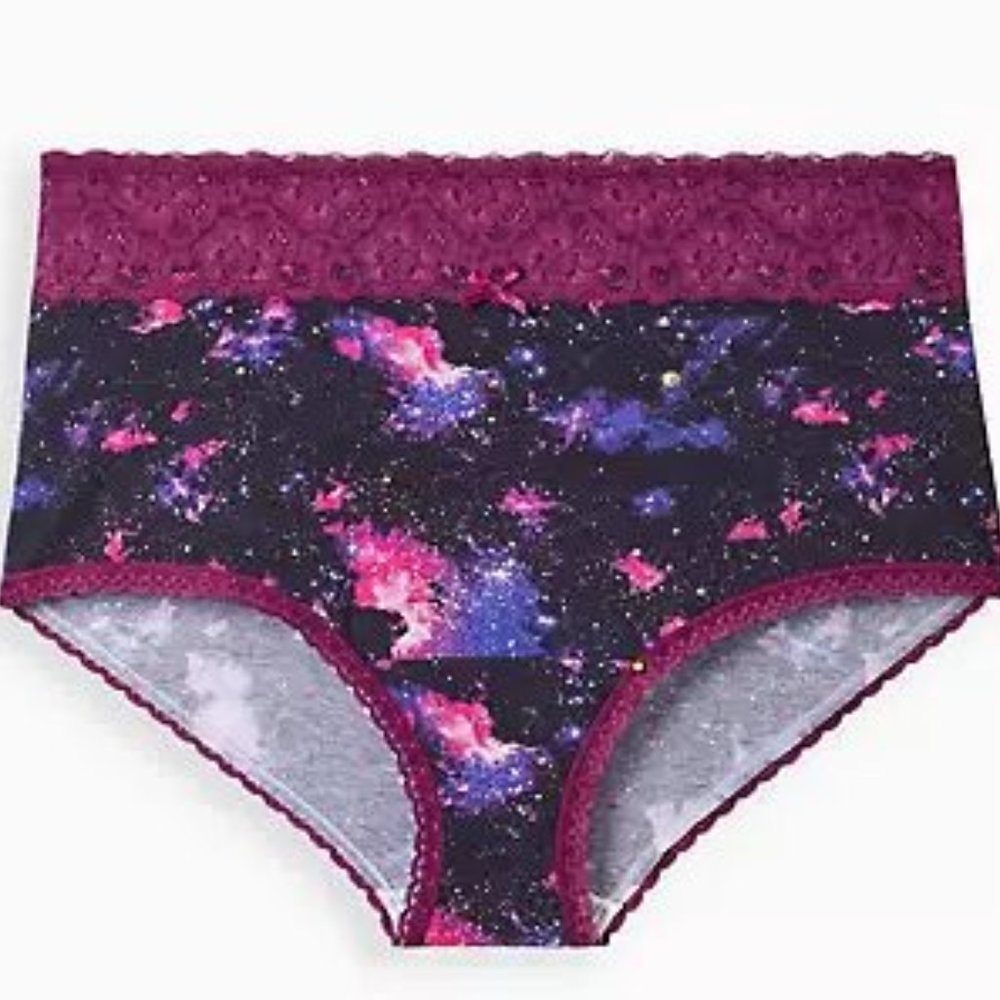 TORRID 5X WIDE LACE TRIM CHEEKY PANTY - COTTON GALAXY PURPLE